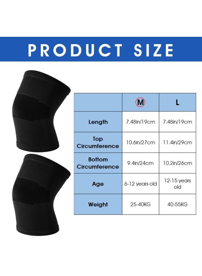 WLLHYF Kids Knee Sleeve Brace 1 Pair Children Knee Support Pad Breathable Elastic Soft Knee Protectors for Kids Child Girls Boys Teens Basketball Volleyball Sports (Medium) - Image 3