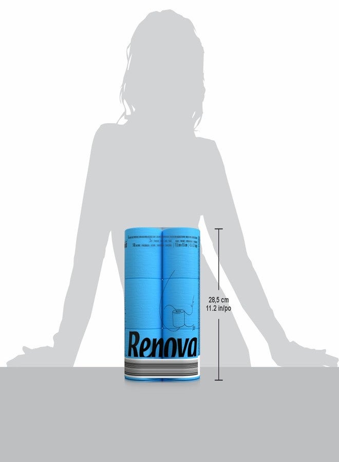 Renova Blue Toilet Paper 3-Ply - Pack of 6 Compact Rolls - 140 Sheets - Eco-Label Certified, Dermatologically Tested, Septic Safe, Sustainable & Soft - Image 3