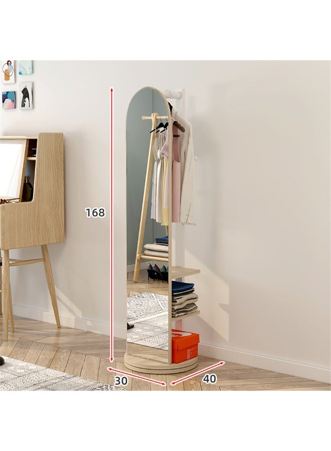 Full Length Mirror, Vanity Standing Mirror with Hanger on Backside, Long Floor Mirror Large Full Body Mirror with Wooden Storage shelf, Tall Floor Standing Mirror for Home Office Living Room, 30*40*168cm, White - Image 5