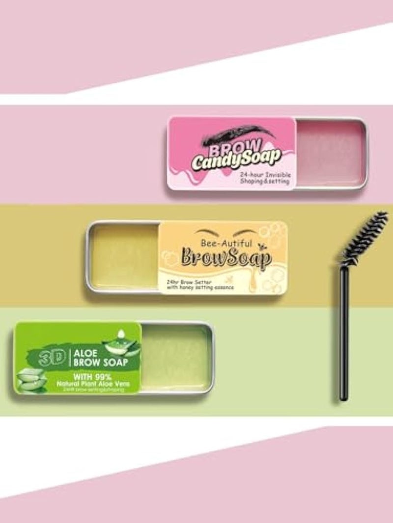 Happy Home Eyebrow Gel Clear, Brow Gel Eyebrow Wax Eyebrow Pomade Eyebrow Glue Brow Soap Brow Wax Kit, Waterproof Long Lasting Smudge-Proof Eyebrow Styling Gel Brows Shaping Cream + (Brush) (Pink) - Image 3