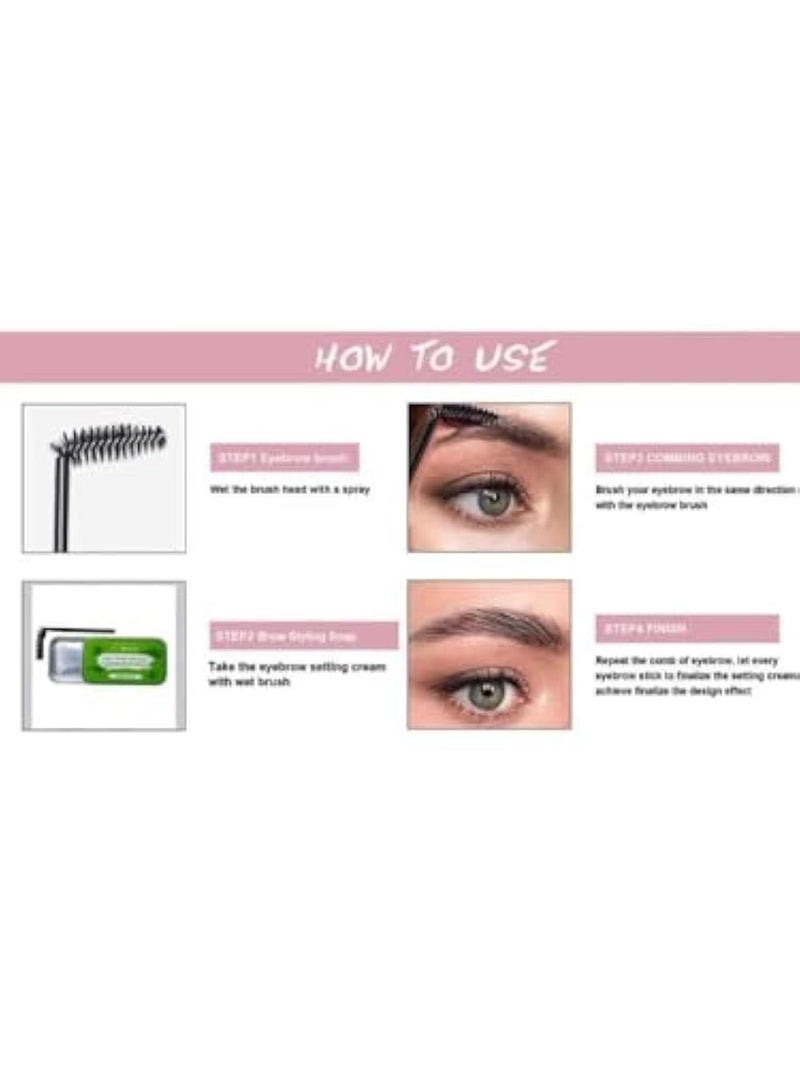 Happy Home Eyebrow Gel Clear, Brow Gel Eyebrow Wax Eyebrow Pomade Eyebrow Glue Brow Soap Brow Wax Kit, Waterproof Long Lasting Smudge-Proof Eyebrow Styling Gel Brows Shaping Cream + (Brush) (Pink) - Image 5