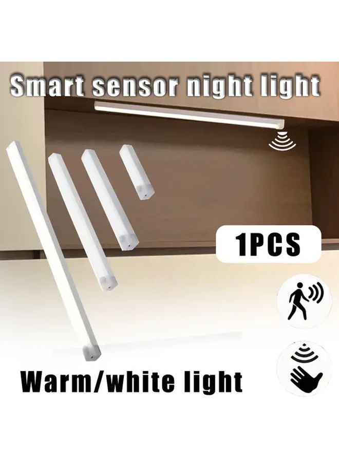 USB Rechargeable Smart Motion Sensor Light Wireless Magnetic Cabinet Night Light Auto On Off Warm Light 50cm 19.69in Plug In No Wiring Needed For Under Cabinet Bedside Bathroom Closet - Image 1