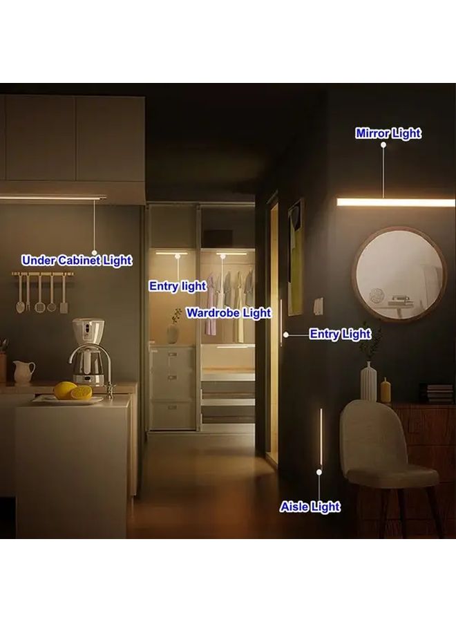 USB Rechargeable Smart Motion Sensor Light Wireless Magnetic Cabinet Night Light Auto On Off Warm Light 50cm 19.69in Plug In No Wiring Needed For Under Cabinet Bedside Bathroom Closet - Image 5