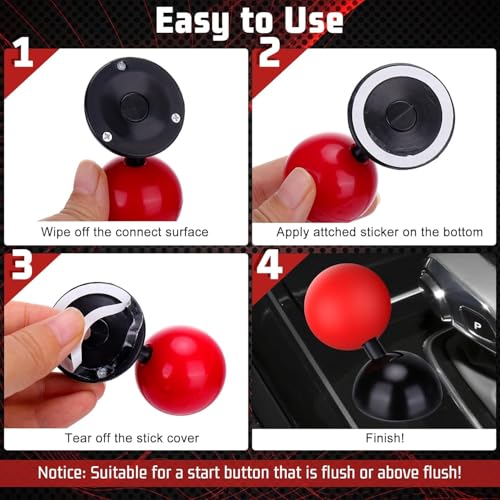 AutoBizarre Car Push Start Stop Button Ring ABS Plastic Joystick Style Cover for Push Start Stop Button Protection and Decoration for All Cars (Red) - Image 5