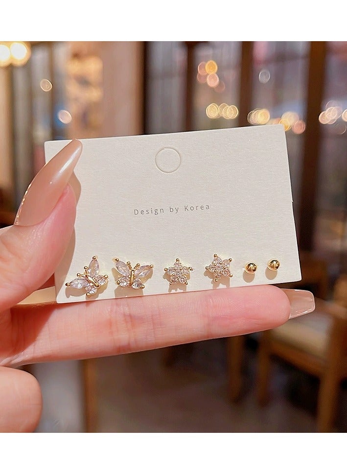 Goolsky S925 Silver Needle Butterfly & Star Stud Earrings Set – Fairycore Zircon Earring Pack for Girls with Sensitive Ears  - Image 1