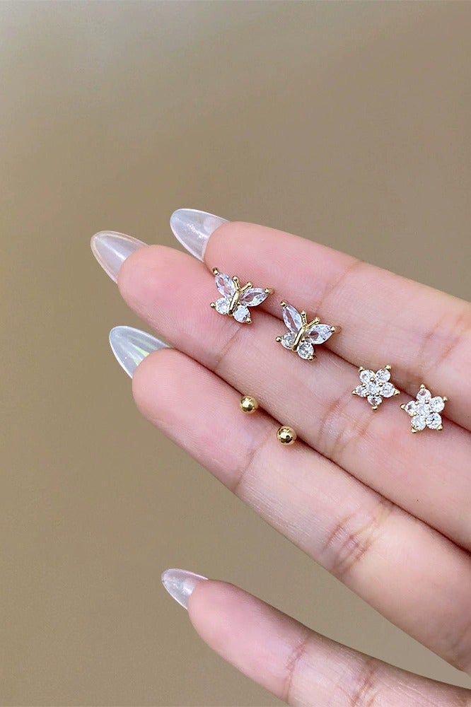 Goolsky S925 Silver Needle Butterfly & Star Stud Earrings Set – Fairycore Zircon Earring Pack for Girls with Sensitive Ears  - Image 4