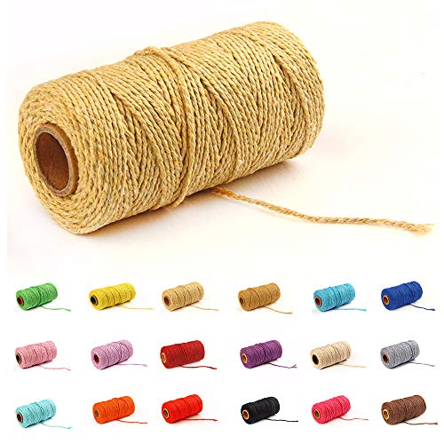 Eqarp Macrame Cotton Cord 2mm 109 Yard Cotton Rope Colored Craft Cord for DIY Crafts Plant Hangers (Light Yellow) - Image 1