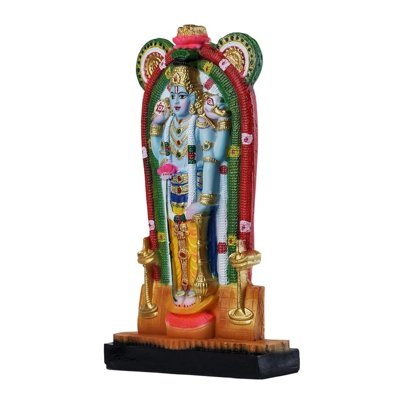 Newven Guruvayurappan Idol Showpiece Guruvayoor Krishna Statue Decorative Figurine for Home Decor Craft Gifts for House Warming for Living Room Multicolour 27 X 16 X 5 CM Resin Idol - Image 4