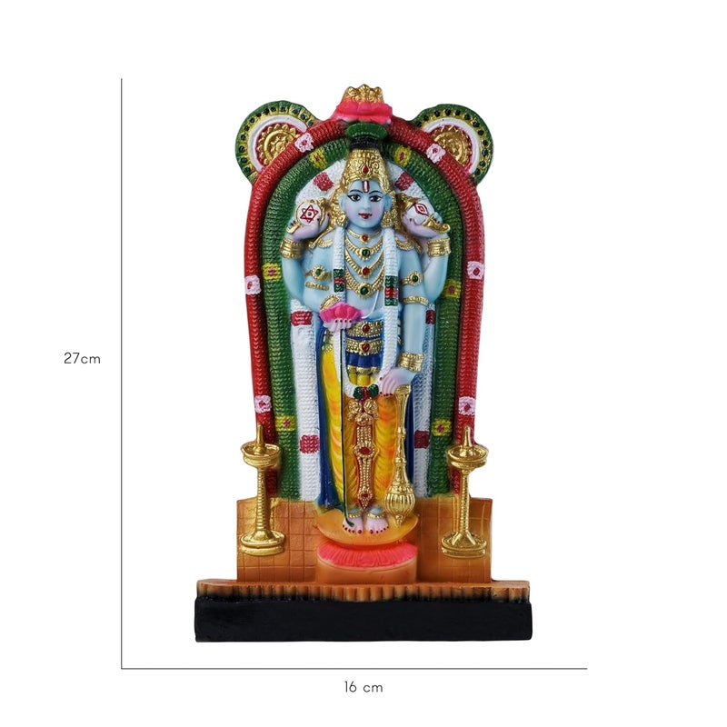 Newven Guruvayurappan Idol Showpiece Guruvayoor Krishna Statue Decorative Figurine for Home Decor Craft Gifts for House Warming for Living Room Multicolour 27 X 16 X 5 CM Resin Idol - Image 2