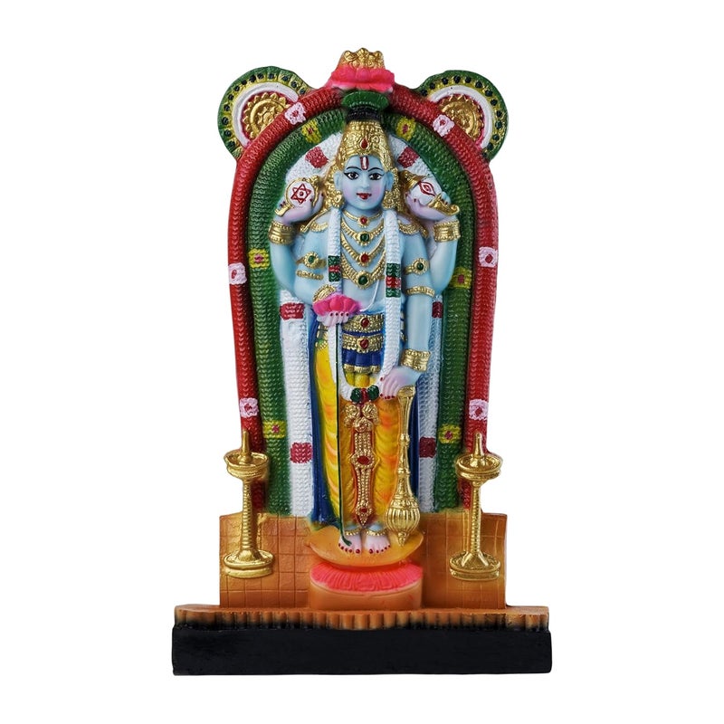 Newven Guruvayurappan Idol Showpiece Guruvayoor Krishna Statue Decorative Figurine for Home Decor Craft Gifts for House Warming for Living Room Multicolour 27 X 16 X 5 CM Resin Idol - Image 1