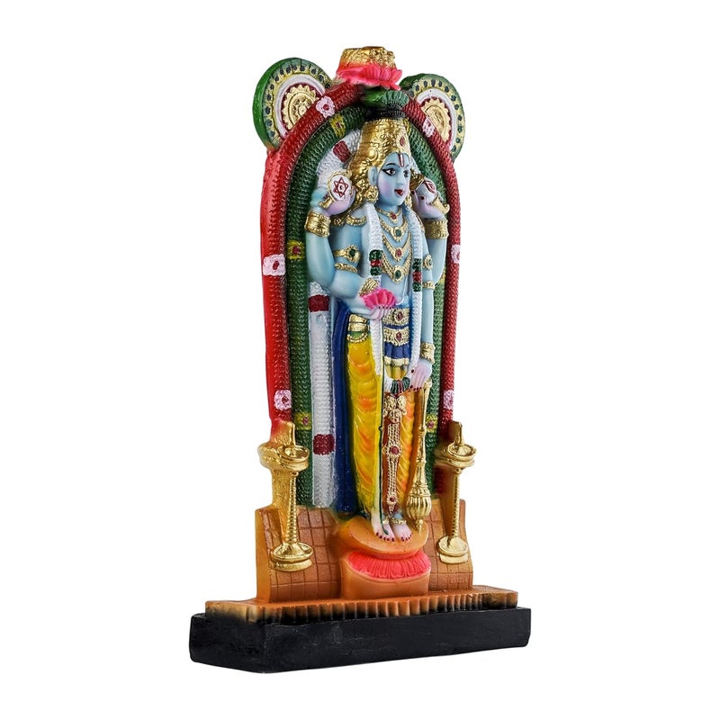 Newven Guruvayurappan Idol Showpiece Guruvayoor Krishna Statue Decorative Figurine for Home Decor Craft Gifts for House Warming for Living Room Multicolour 27 X 16 X 5 CM Resin Idol - Image 3