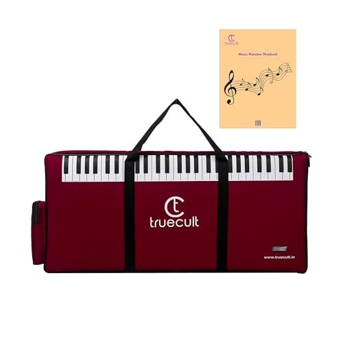 True Cult KBR-01 Nylon Portable, Red Keyboard Gig Bag/Cover for 61-Keys Yamaha Or Casio Keyboard Material, Easy to Carry with Grip Handle/Strong Durable Material with Music Notation Notebook - Image 1
