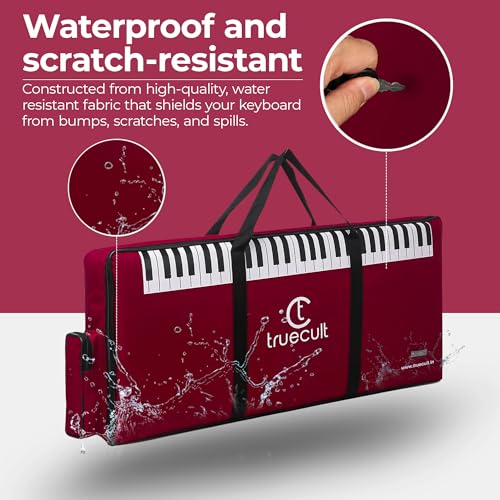 True Cult KBR-01 Nylon Portable, Red Keyboard Gig Bag/Cover for 61-Keys Yamaha Or Casio Keyboard Material, Easy to Carry with Grip Handle/Strong Durable Material with Music Notation Notebook - Image 2