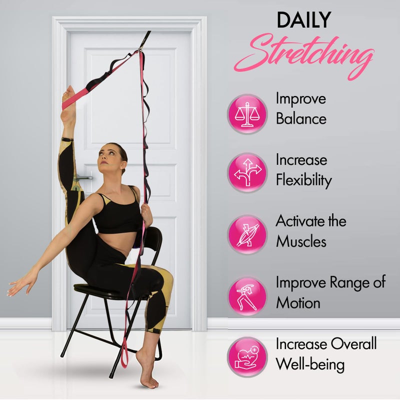 Zenmarkt 10-Loop Yoga Strap with Door Anchor â€“ Stretch Strap for Flexibility, Deep Stretching, and Improved Balance â€“ Perfect Yoga Accessory for All Fitness Levels (Pink) - Image 5