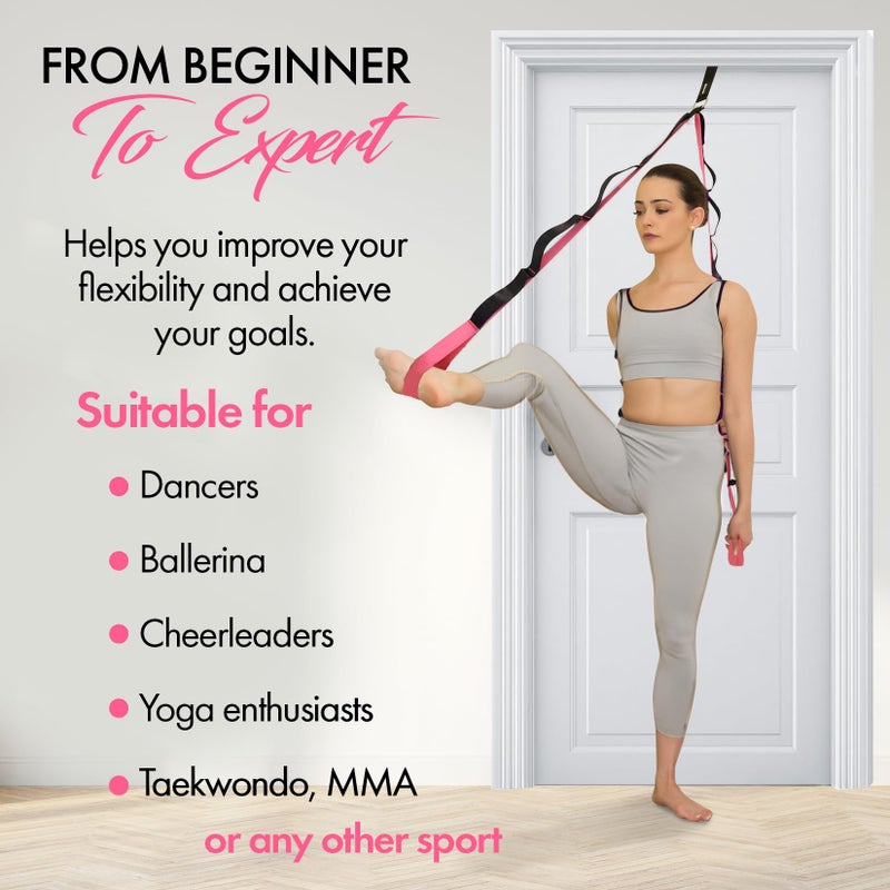 Zenmarkt 10-Loop Yoga Strap with Door Anchor â€“ Stretch Strap for Flexibility, Deep Stretching, and Improved Balance â€“ Perfect Yoga Accessory for All Fitness Levels (Pink) - Image 4
