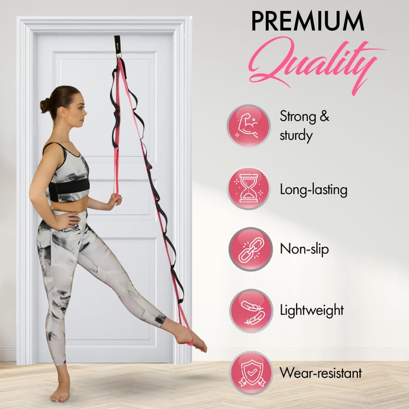 Zenmarkt 10-Loop Yoga Strap with Door Anchor â€“ Stretch Strap for Flexibility, Deep Stretching, and Improved Balance â€“ Perfect Yoga Accessory for All Fitness Levels (Pink) - Image 3