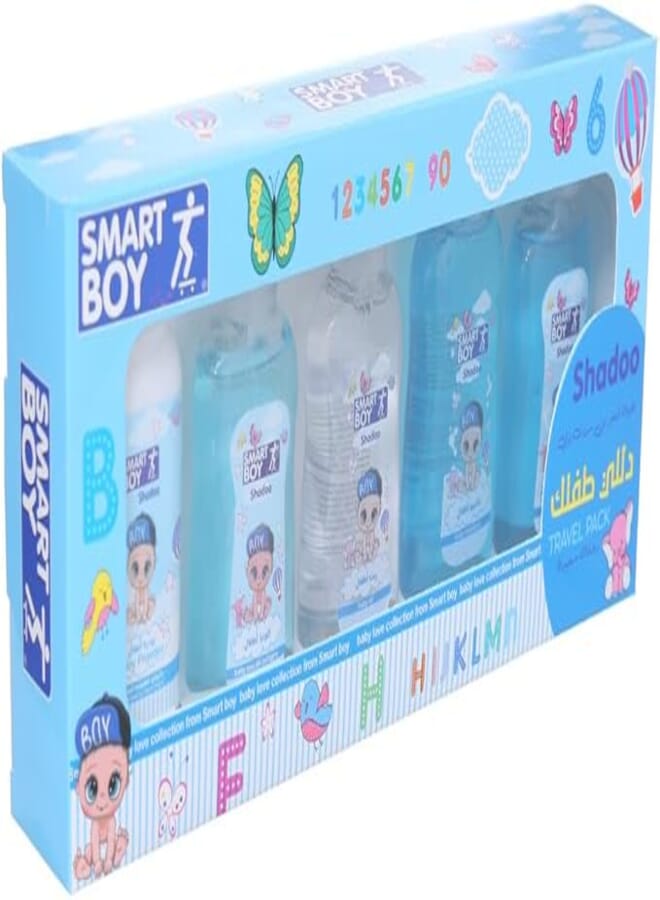 Baby Skin & Hair Care Set (Shampoo + Conditioner + Powder + Oil + Lotion), Light Blue DR-A-621 