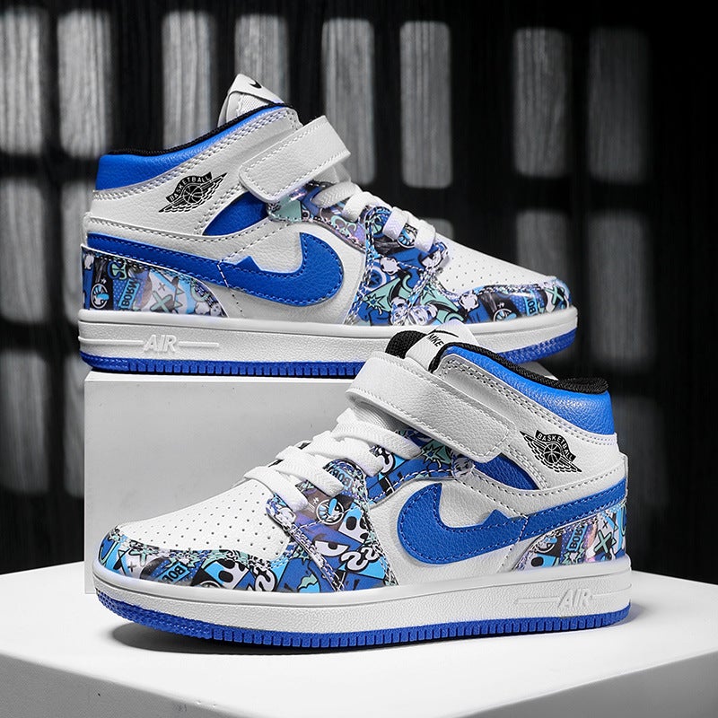 Boys' Shoes Aj Children'S Shoes Boys' Sports Shoes High-Top Sneakers Colorful Boys Basketball Ball Aj - Image 2