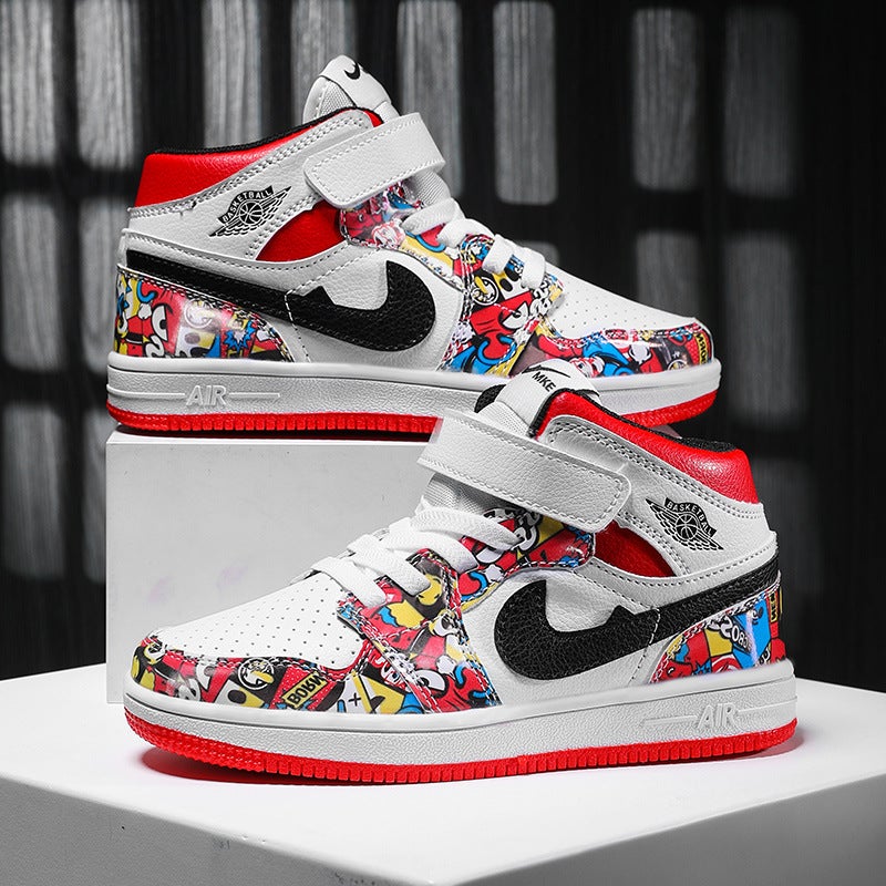 Boys' Shoes Aj Children'S Shoes Boys' Sports Shoes High-Top Sneakers Colorful Boys Basketball Ball Aj - Image 3