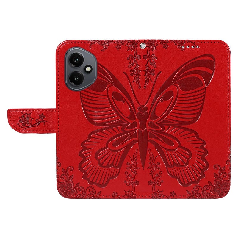 erorex For Honor 400 Global 156.5mm Swallowtail  Embossed Leather Phone Case(Red) - Image 4