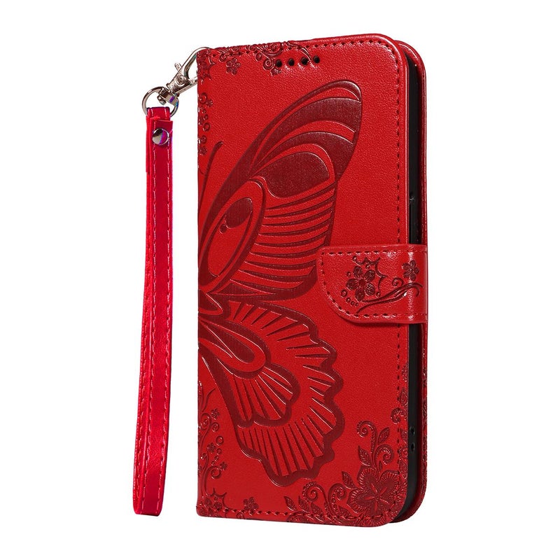 erorex For Honor 400 Global 156.5mm Swallowtail  Embossed Leather Phone Case(Red) - Image 2