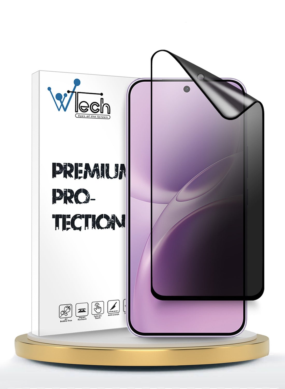 vivo V70 5G 2026 Premium Nano Ceramic Privacy Full Glue Full Cover Matte Flexible Screen Protector (MSCNMP) - Clear/Black