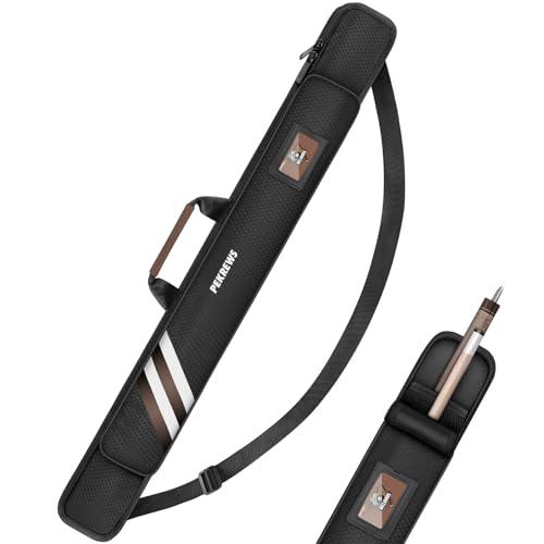 PEKREWS Pool Cue Case Soft Pool Stick Case 1x1 Holds 1 Butt and 1 Shaft with Queue Zipper Pocket Sturdy Polyester Billiard Cue Bag with Shoulder Strap Handle Billiard Stick Bag for Men and Women - Image 1