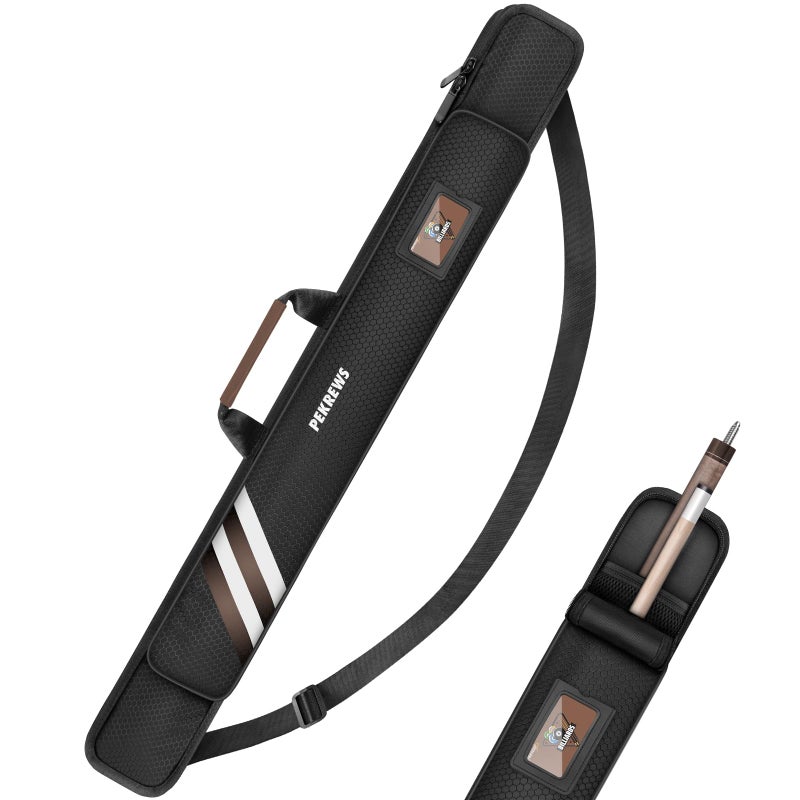 PEKREWS Pool Cue Case Soft Pool Stick Case 1x1 Holds 1 Butt and 1 Shaft with Queue Zipper Pocket Sturdy Polyester Billiard Cue Bag with Shoulder Strap Handle Billiard Stick Bag for Men and Women - Image 2