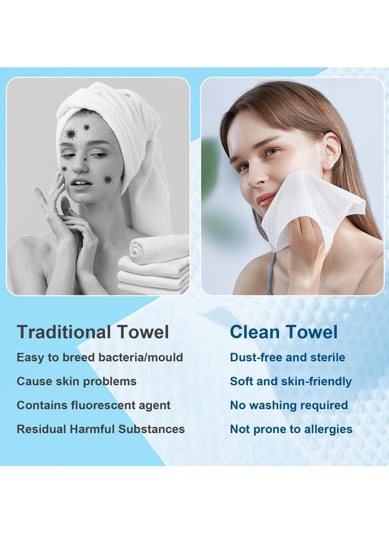 DELGREEN Face Towels, 25cm×30cm Ultra Thick Gentle Exfoliation Disposable Face Towelette, Biodegradable Makeup Remover Dry Wipes , Super Soft Clean Facial Towels Wash Cloth for Sensitive Skin,50 Count,1 Pack  - Image 3