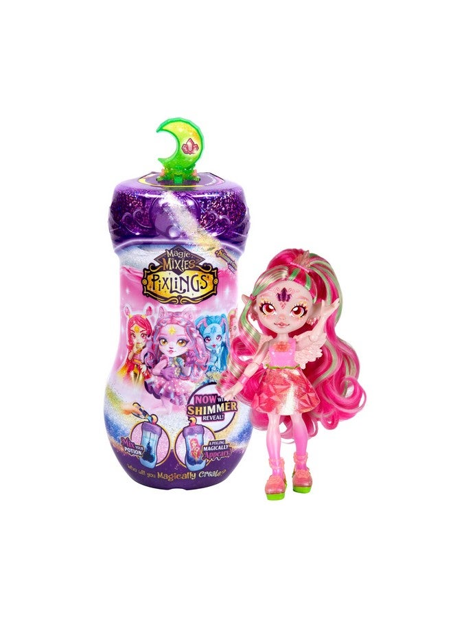 Magic Mixies سلسلة ميكسيس السحرية شيمرفيرس، اصنع واخلط جرعة سحرية لتكشف سحرًا عن فاي الجنية بيكسلينغ، تظهر دمية الموضة الجميلة بطول 6.5" شيمرفيرس بيكسلينغ داخل زجاجة الجرعة. - Image 1