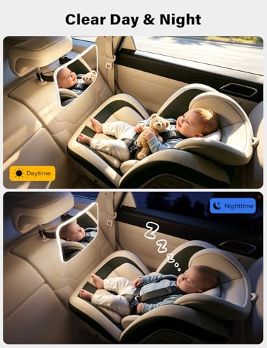 TAZENI Baby Car Mirror LED Light Baby Car Seat Mirror for Rear Facing with 175 Wide Clear View AntiGlare 360 Rotation Shatterproof Crash Tested Safety Easy Install espejo para carro bebe - Image 3