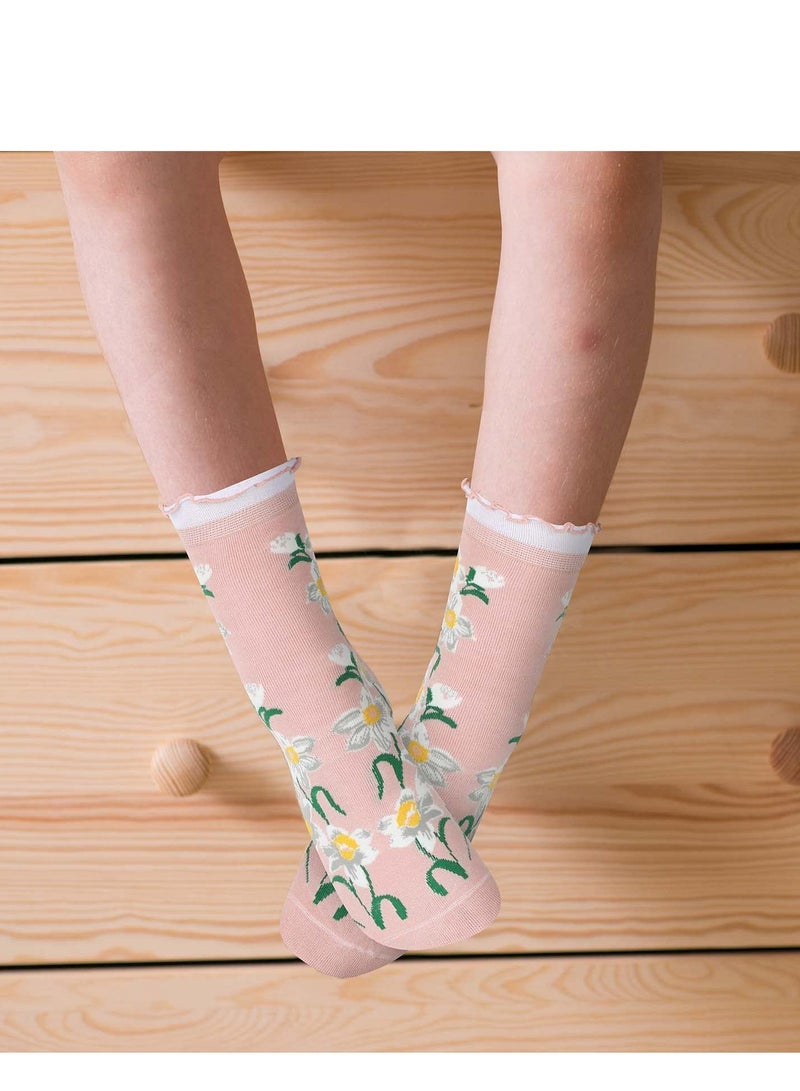SYOSI Womens Novelty Funny Crew Socks Girls Cute Animal Colorful Patterned Socks Silly Funky Casual Cotton Floral Sock Gift - Image 3