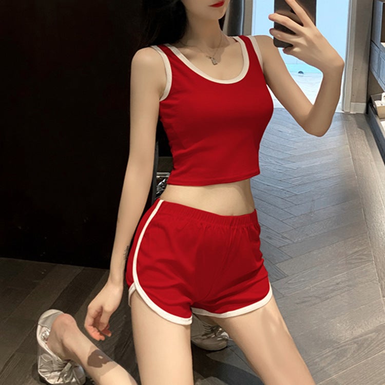 2024 Summer Womens Casual Tank and Shorts Set Black - Image 2