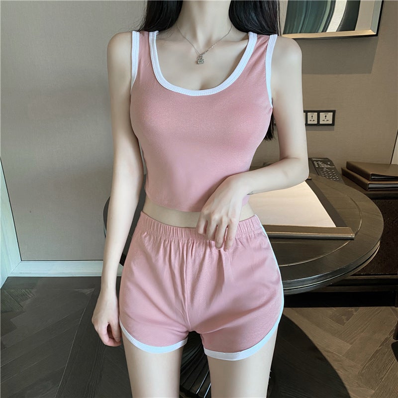 2024 Summer Womens Casual Tank and Shorts Set Black - Image 3