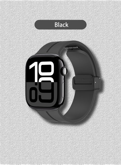 Soft Silicone Sport Watch Band with Magnetic Buckle Fits Apple Watch Ultra 2/Ultra Series 9/8/SE 2nd Gen/7/SE/6/5/4/3/2/1 Compatible with 42/44/45/49mm Case Sizes Also Compatible with Series 10 with 46mm Case Size