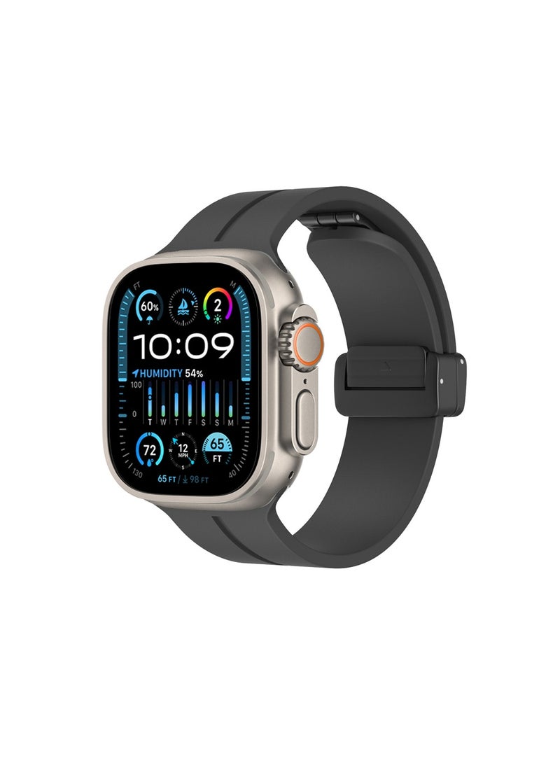 Soft Silicone Sport Watch Band with Magnetic Buckle Fits Apple Watch Ultra 2/Ultra Series 9/8/SE 2nd Gen/7/SE/6/5/4/3/2/1 Compatible with 42/44/45/49mm Case Sizes Also Compatible with Series 10 with 46mm Case Size - Image 4