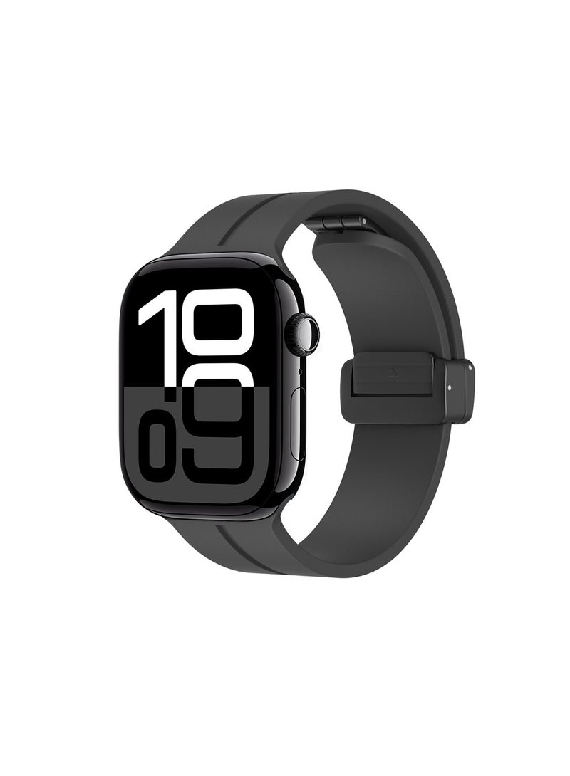 Soft Silicone Sport Watch Band with Magnetic Buckle Fits Apple Watch Ultra 2/Ultra Series 9/8/SE 2nd Gen/7/SE/6/5/4/3/2/1 Compatible with 42/44/45/49mm Case Sizes Also Compatible with Series 10 with 46mm Case Size - Image 3