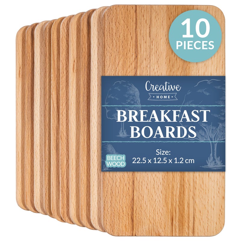 Creative Home 10 x Small Wooden Cutting Chopping Board  225x125x12cm  Natural Beech Wood  Better Than Bamboo  Rectangular Kitchen Board  for Meat Fruit Bread Serving Platter  Reversible