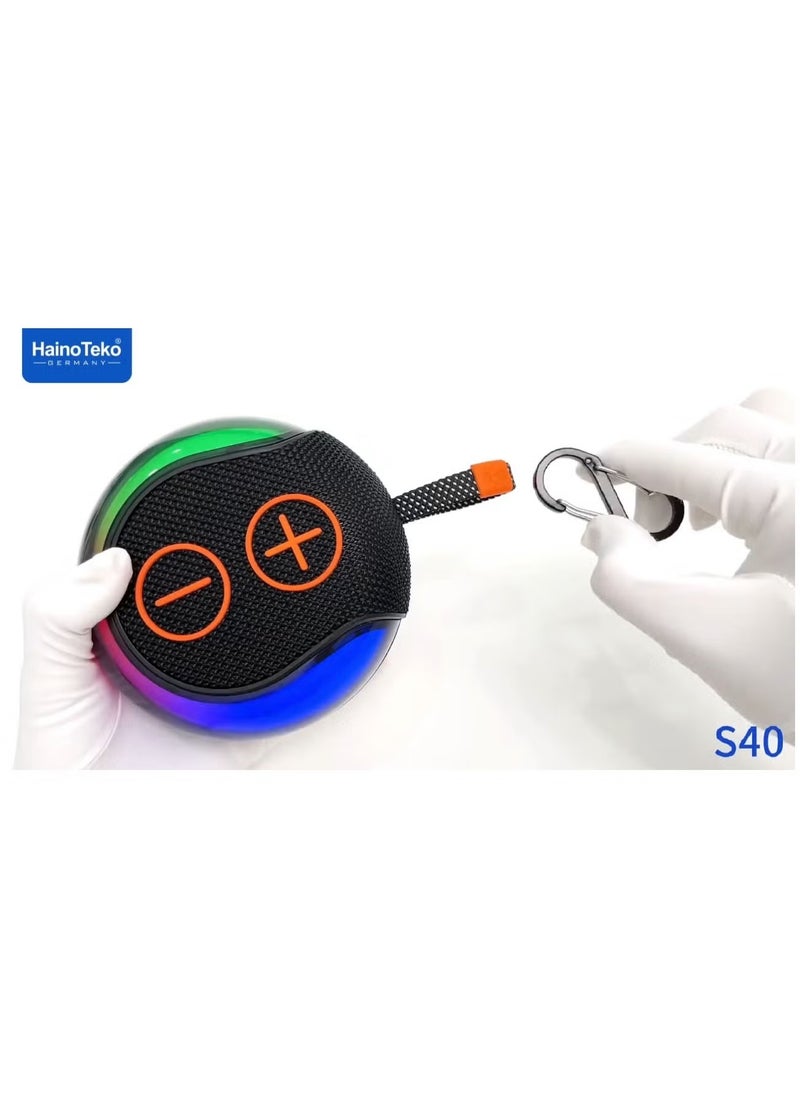 Haino Teko S40 Portable Wireless Bluetooth Speaker with HiFi Sound Quality, Button Control, and RGB Lighting – Compact Green Bluetooth Speaker for Music, Parties, and Outdoor Adventures  - Image 3