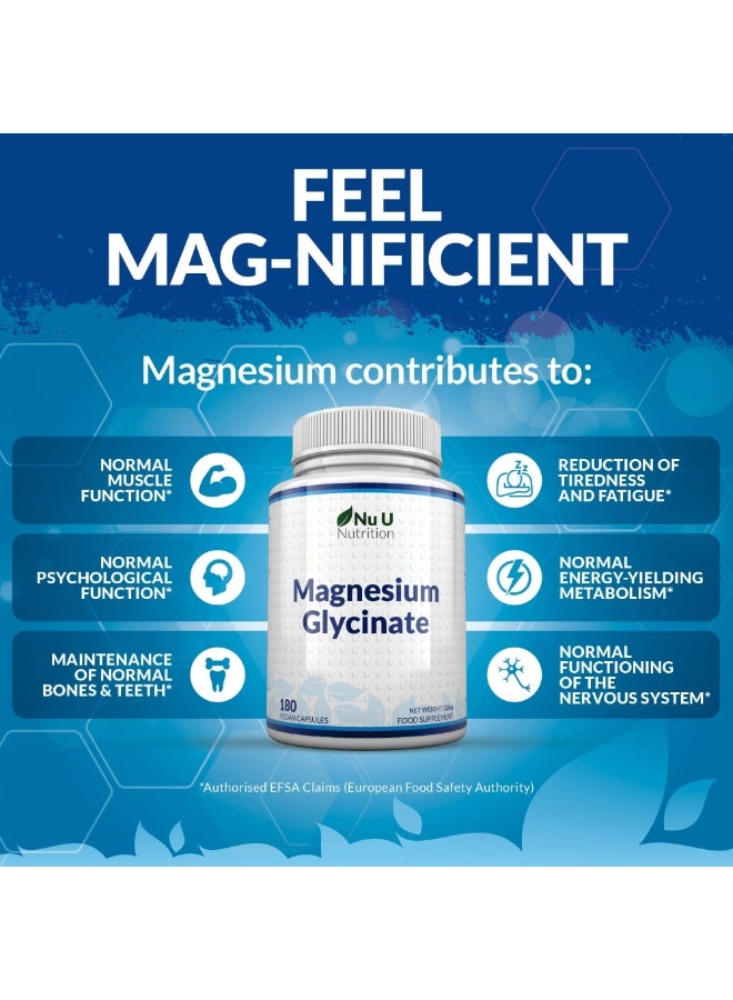 Nu U Nutrition Magnesium Glycinate – Supports Muscle Function and Promotes Restful Sleep – 180 Capsules - Image 5