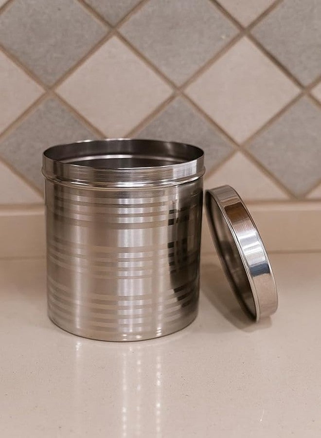 Duodeno Stainless Steel Container -2 Litre, 1 Piece, Silver Stainless Steel Round Dabba Canister Containe 2 KG Food/Dough/Liquid Capacity NO Joints Storage Box (2 Liter) - Image 2