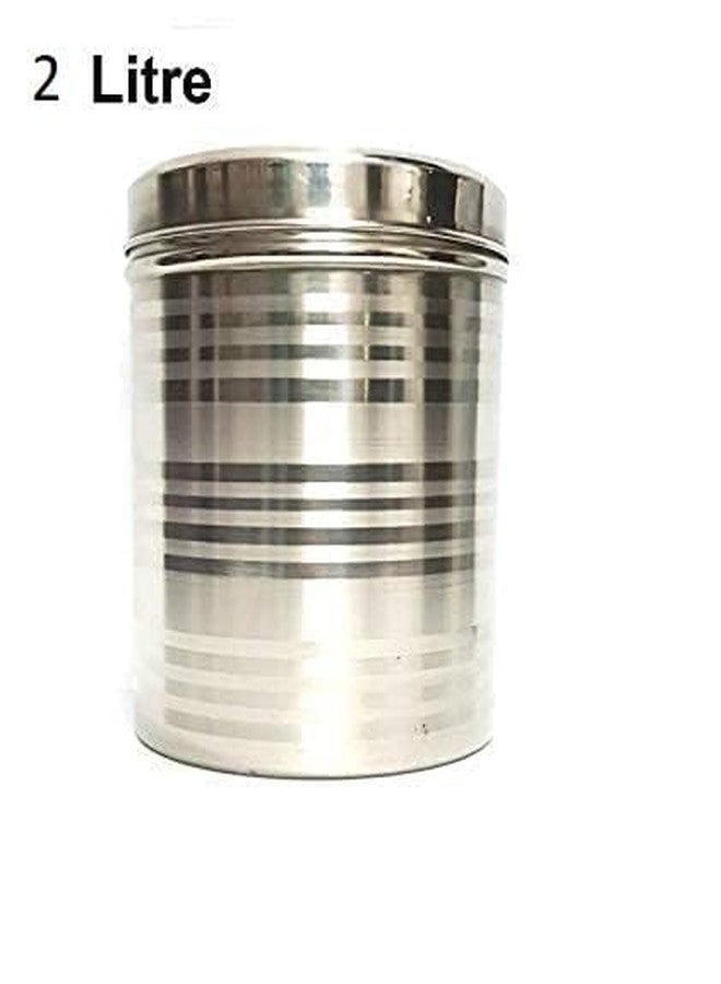 Duodeno Stainless Steel Container -2 Litre, 1 Piece, Silver Stainless Steel Round Dabba Canister Containe 2 KG Food/Dough/Liquid Capacity NO Joints Storage Box (2 Liter) - Image 5