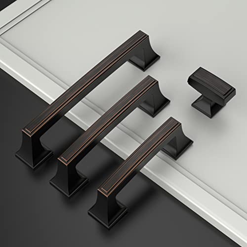 Amerdeco 10 Pack Oil Rubbed Bronze Cabinet Pulls 5 Inch(128mm) Hole Center Cabinet Hardware Kitchen Cabinet Handles for Bathroom Drawer Pulls Dresser Pulls ZH0010 - Image 2