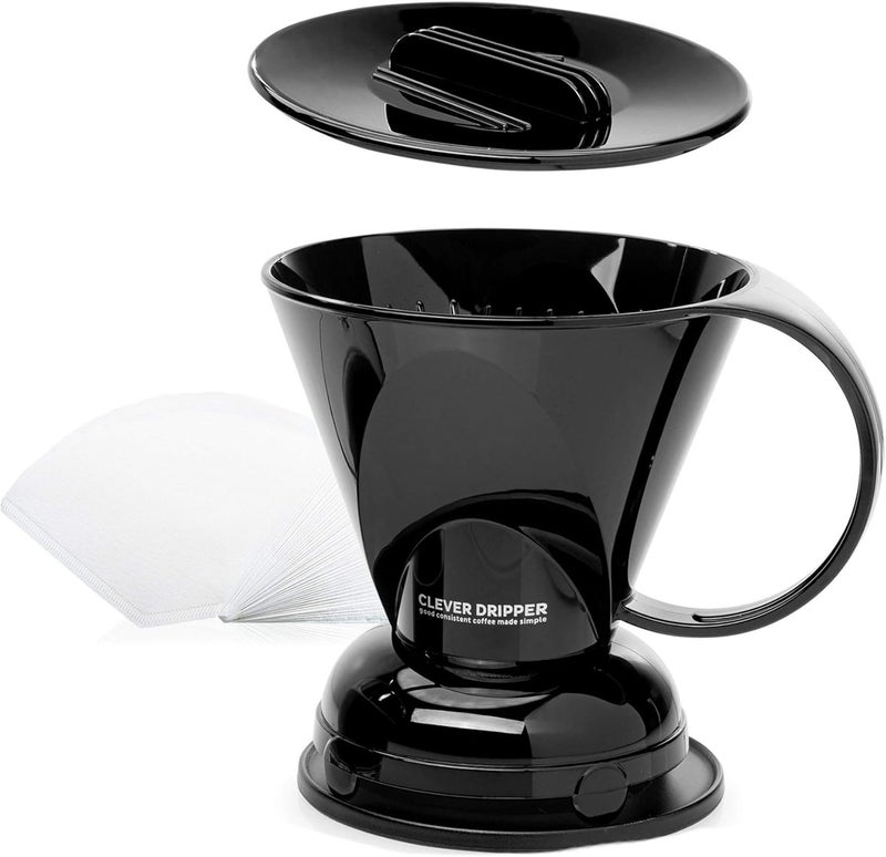 clever Coffee Dripper and Filters, Large 18 oz (Black)| Barista's Choice| Safe BPA Free Plastic|Includes 100 Filters - Image 1