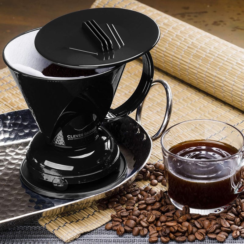 clever Coffee Dripper and Filters, Large 18 oz (Black)| Barista's Choice| Safe BPA Free Plastic|Includes 100 Filters - Image 4