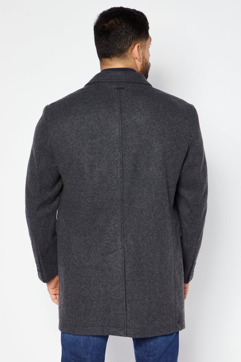 Michael Kors معطف كار من الصوف للرجال بياقة قمة مع حمالة قابلة للإزالة، أسود فحمي - Image 4