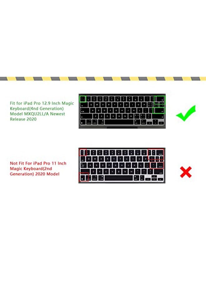 HRH Silicone Magic Keyboard Cover Skin for iPad Pro 12.9 Inch Magic Keyboard(4nd Generation) 2020 Model MXQU2LL/A,for iPad Pro 12.9 Keyboard Protector Accessories-Black - Image 2