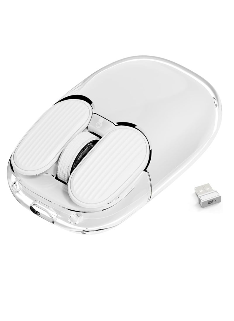 ARNOTEC I069 2.4GHz Wireless Gaming Mouse,Portable Fully Transparent Mice,RGB Backlight Rechargeable Silent Mouse,3 Level Adjustable DPI,Cute Design Mice for Laptop/PC/Mac  - Image 2