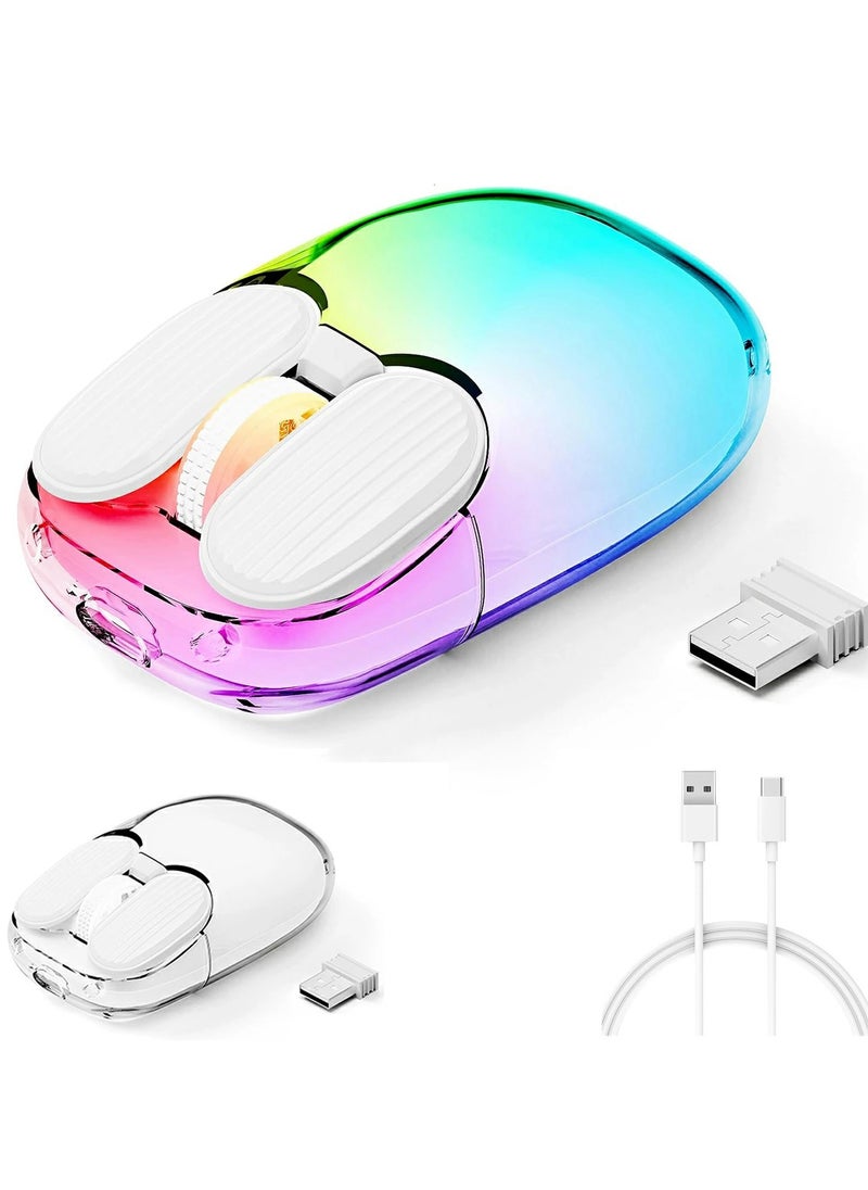 ARNOTEC I069 2.4GHz Wireless Gaming Mouse,Portable Fully Transparent Mice,RGB Backlight Rechargeable Silent Mouse,3 Level Adjustable DPI,Cute Design Mice for Laptop/PC/Mac  - Image 1