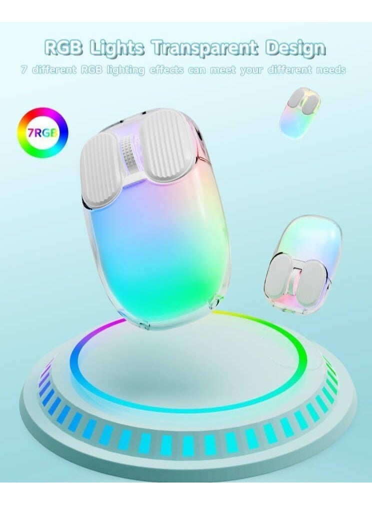 ARNOTEC I069 2.4GHz Wireless Gaming Mouse,Portable Fully Transparent Mice,RGB Backlight Rechargeable Silent Mouse,3 Level Adjustable DPI,Cute Design Mice for Laptop/PC/Mac  - Image 5